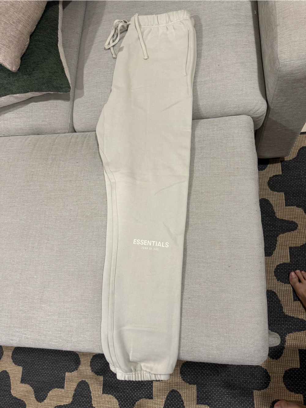 Essentials Men's Cream Sweatpants with Minimal Logo